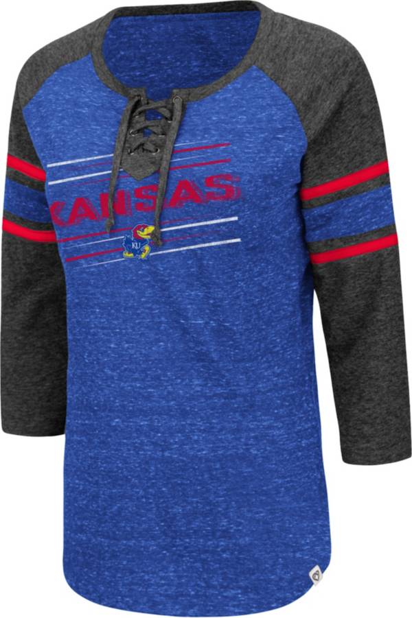 Colosseum Women's Kansas Jayhawks Blue Pasadena ¾ Sleeve T-Shirt