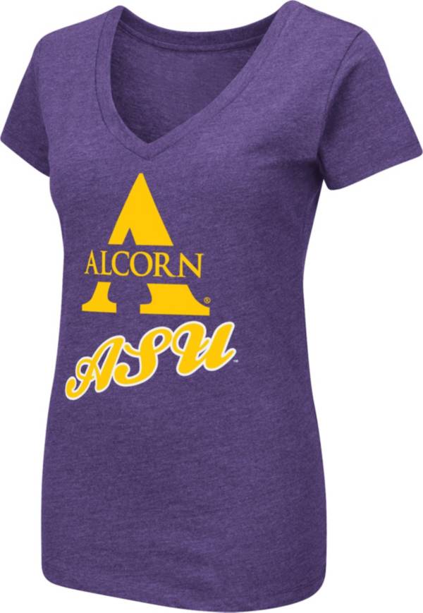 Colosseum Women's Alcorn State Braves Purple Dual Blend V-Neck T-Shirt product image