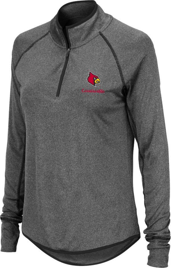 Colosseum Women's Louisville Cardinals Grey Stingray Quarter-Zip Shirt product image