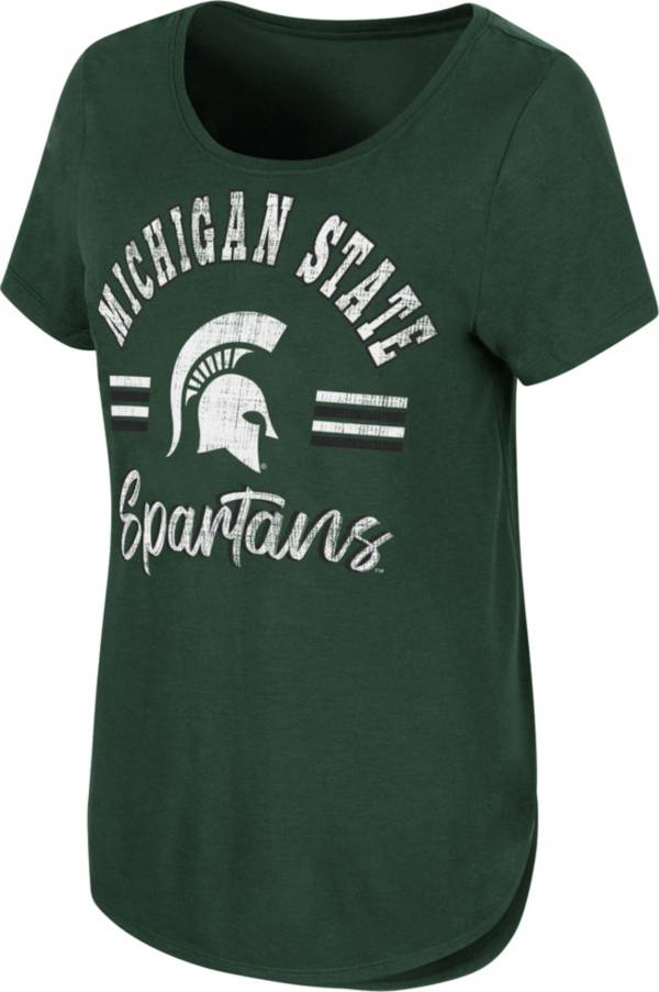 Colosseum Women's Michigan State Spartans Green Shaka Scoop-Neck T-Shirt