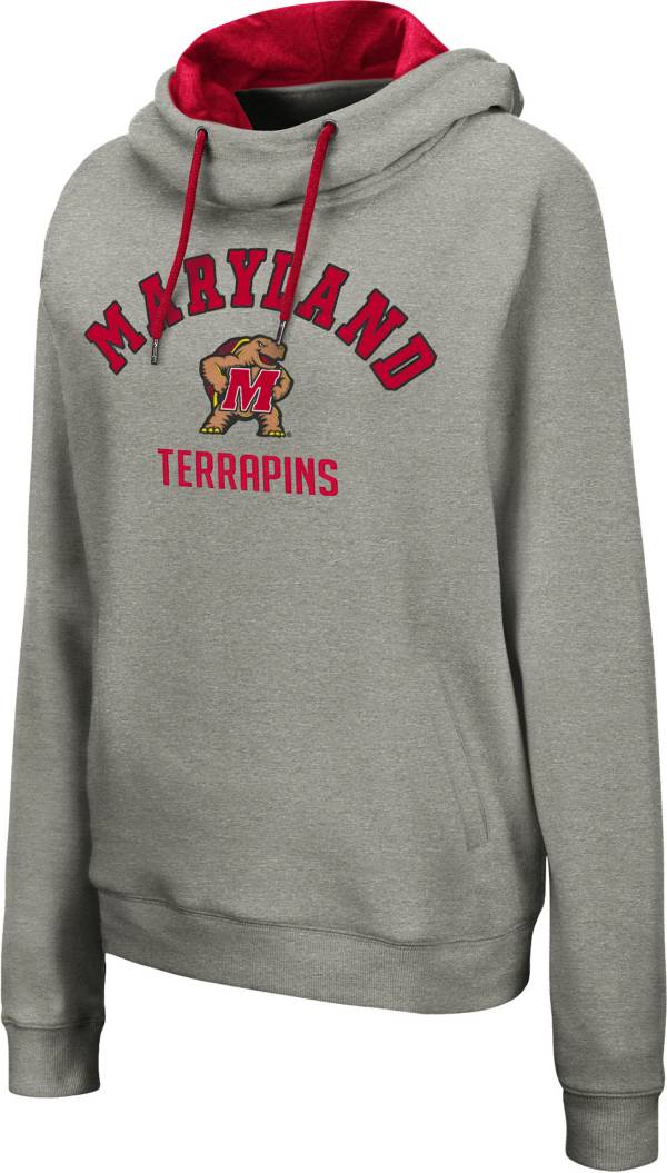 Colosseum Women's Maryland Terrapins Grey Funnel Pullover Hoodie