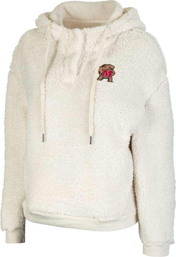 Colosseum Women's Maryland Terrapins White Snap! Sherpa Henley Pullover Hoodie