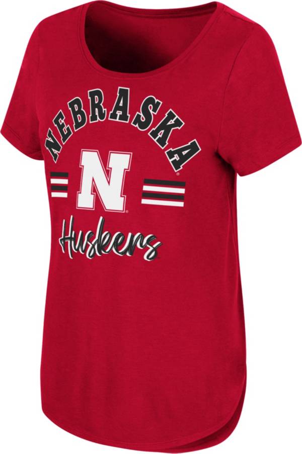 Colosseum Women's Nebraska Cornhuskers Scarlet Shaka Scoop-Neck T-Shirt