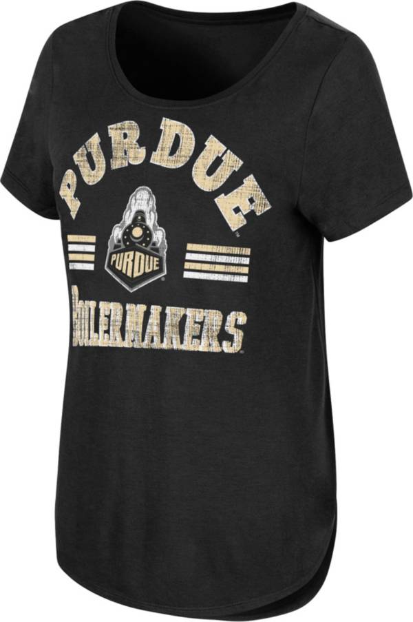 Colosseum Women's Purdue Boilermakers Black Shaka Scoop-Neck T-Shirt