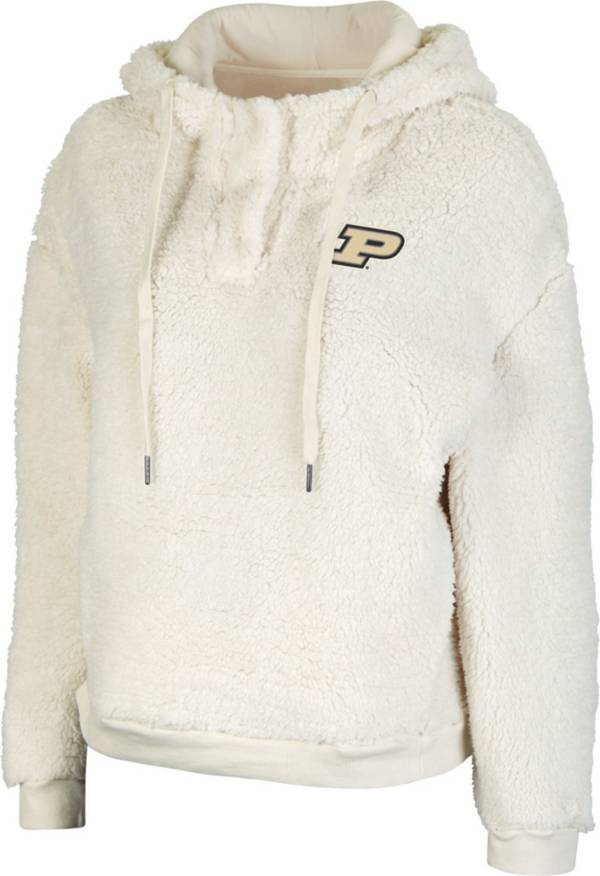 Colosseum Women's Purdue Boilermakers White Snap! Sherpa Henley Pullover Hoodie