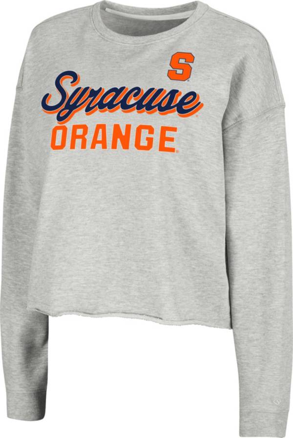 Colosseum Women's Syracuse Orange Grey Treehouse Cropped Pullover Hoodie