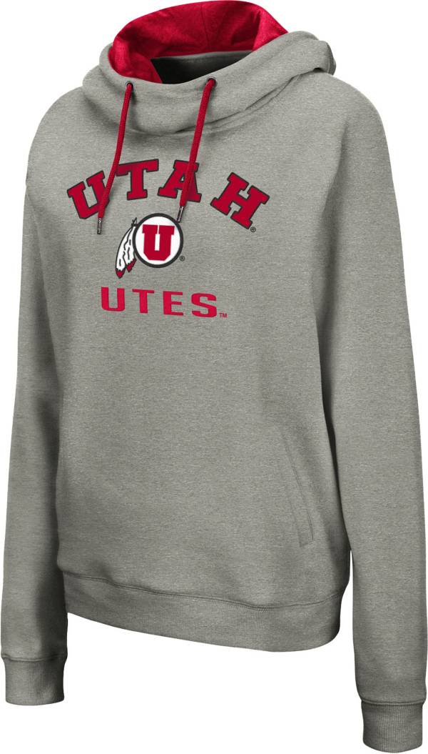 Colosseum Women's Utah Utes Grey Funnel Pullover Hoodie