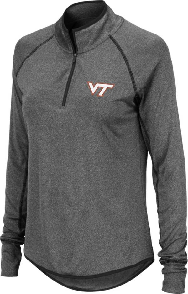 Colosseum Women's Virginia Tech Hokies Grey Stingray Quarter-Zip Pullover Shirt