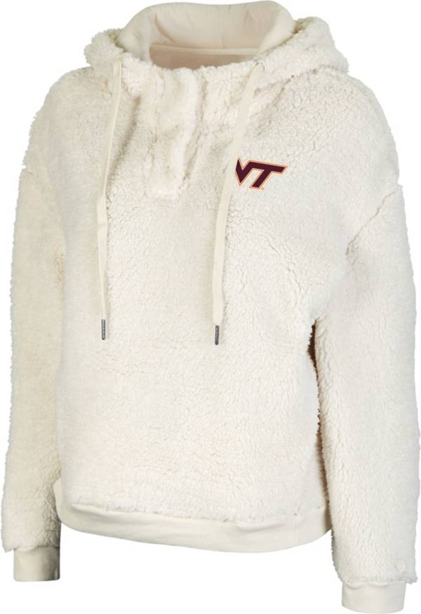 Colosseum Women's Virginia Tech Hokies White Snap! Sherpa Henley Pullover Hoodie