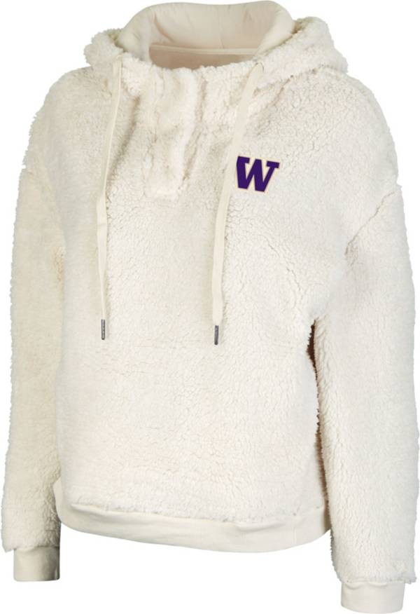 Colosseum Women's Washington Huskies White Snap! Sherpa Henley Pullover Hoodie