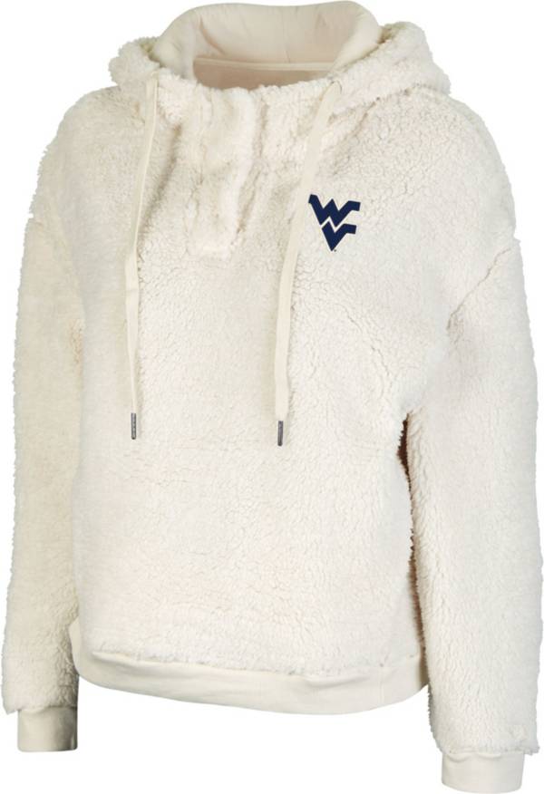 Colosseum Women's West Virginia Mountaineers White Snap! Sherpa Henley Pullover Hoodie