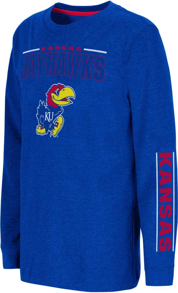 Colosseum Youth Kansas Jayhawks Blue West Long Sleeve T-Shirt