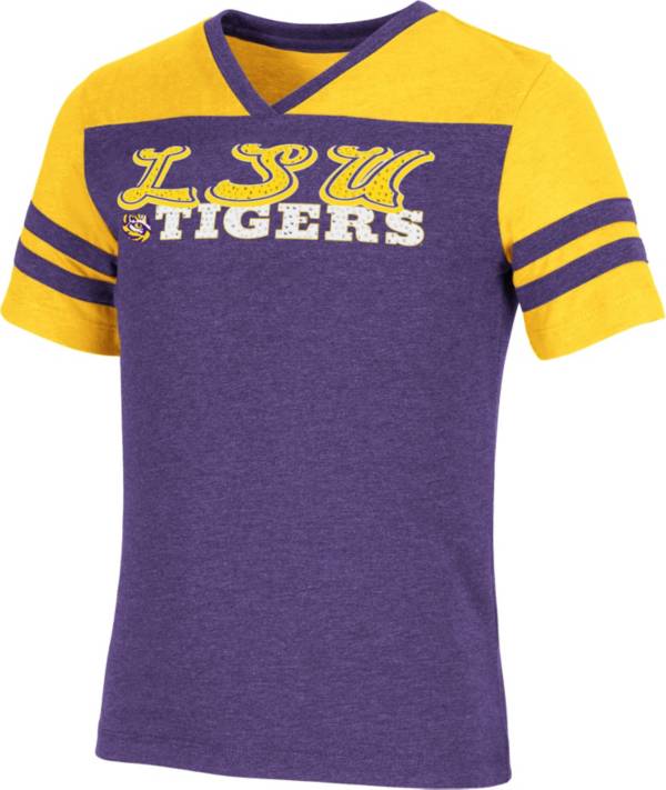 Colosseum Girl's LSU Tigers Purple Aloha Football T-Shirt