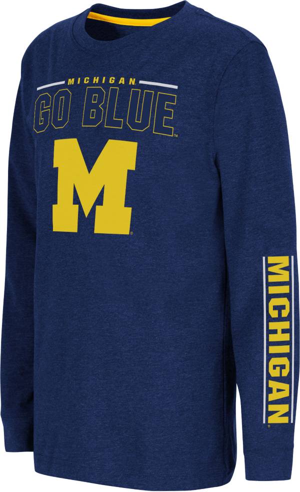 Colosseum Youth Michigan Wolverines Blue West Long Sleeve T-Shirt