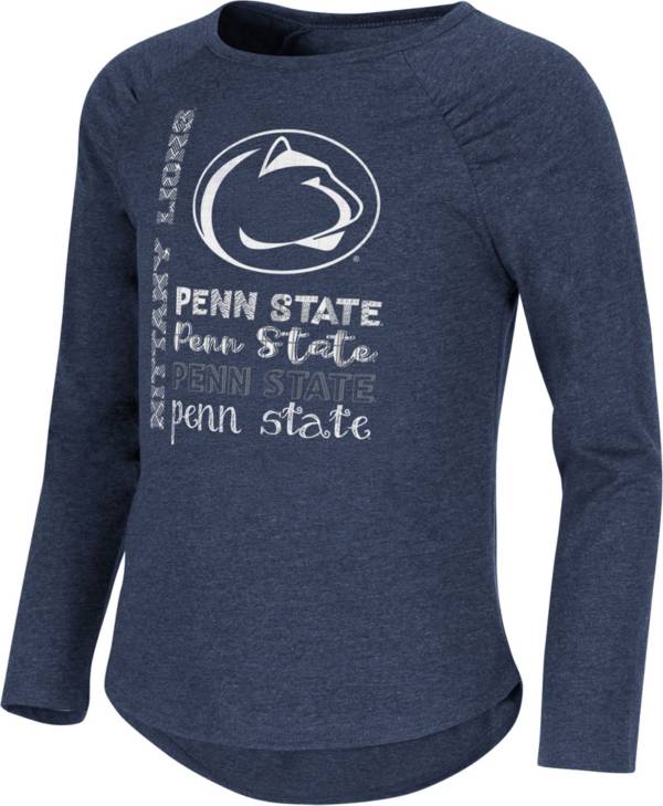 Colosseum Girl's Penn State Nittany Lions Blue Heart Long Sleeve T-Shirt