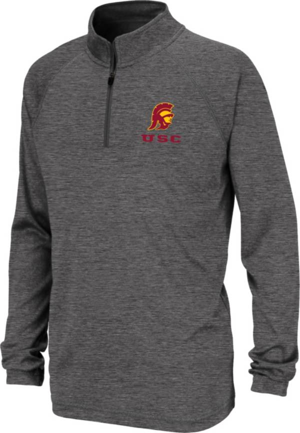 Colosseum Youth USC Trojans Grey Quarter-Zip Pullover Shirt product image