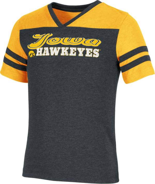 Colosseum Girl's Iowa Hawkeyes Black Aloha Football T-Shirt