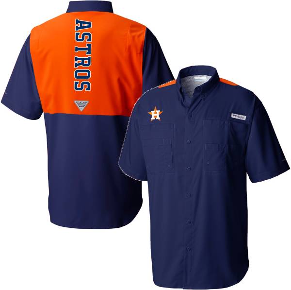 Columbia Men's Houston Astros Navy Colorblock Performance Shirt