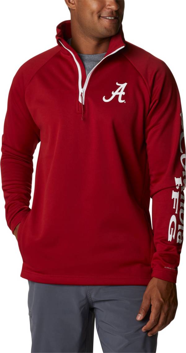 Columbia Men S Alabama Crimson Tide Crimson Pfg Terminal Tackle Quarter Zip Pullover Shirt