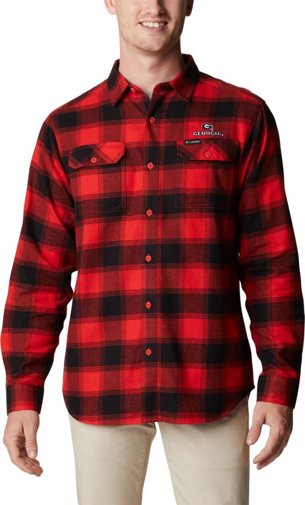 Columbia Men's Georgia Bulldogs Red Plaid Flare Gun Flannel Button Down  Long Sleeve Shirt