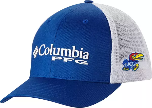Columbia Men's Kansas Jayhawks Blue PFG Mesh Adjustable Hat