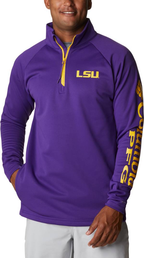 Columbia Men's LSU Tigers Purple PFG Terminal Tackle Quarter-Zip Pullover Shirt product image