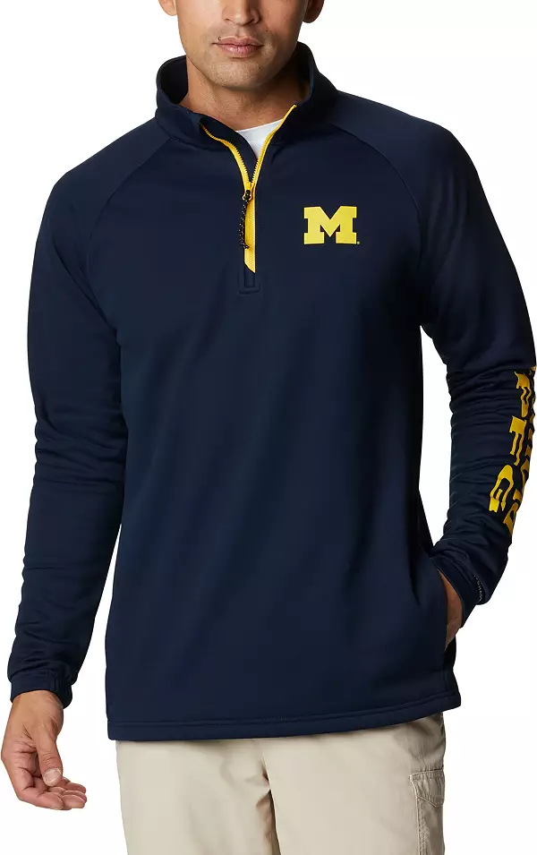 Columbia Men's Michigan Wolverines Blue PFG Terminal Tackle Quarter-Zip  Pullover Shirt