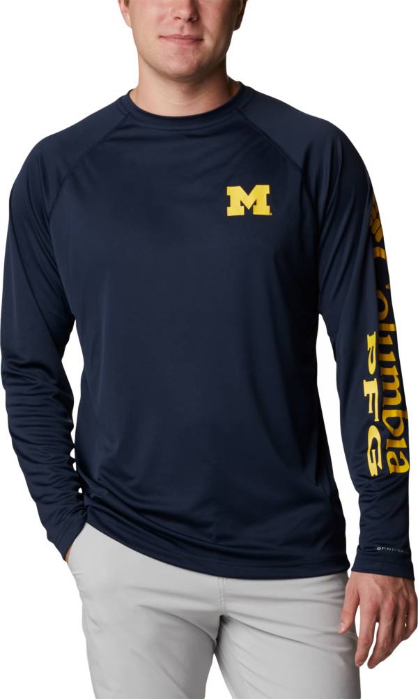 Columbia Men's Michigan Wolverines Navy Blue Terminal Tackle Long Sleeve T-Shirt product image