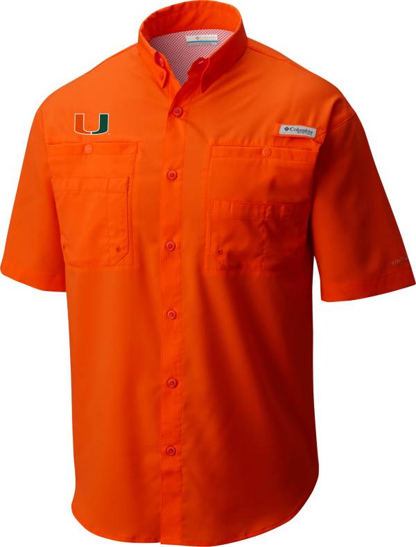 Columbia Men's Miami Hurricanes Orange Tamiami Button Down Shirt product image