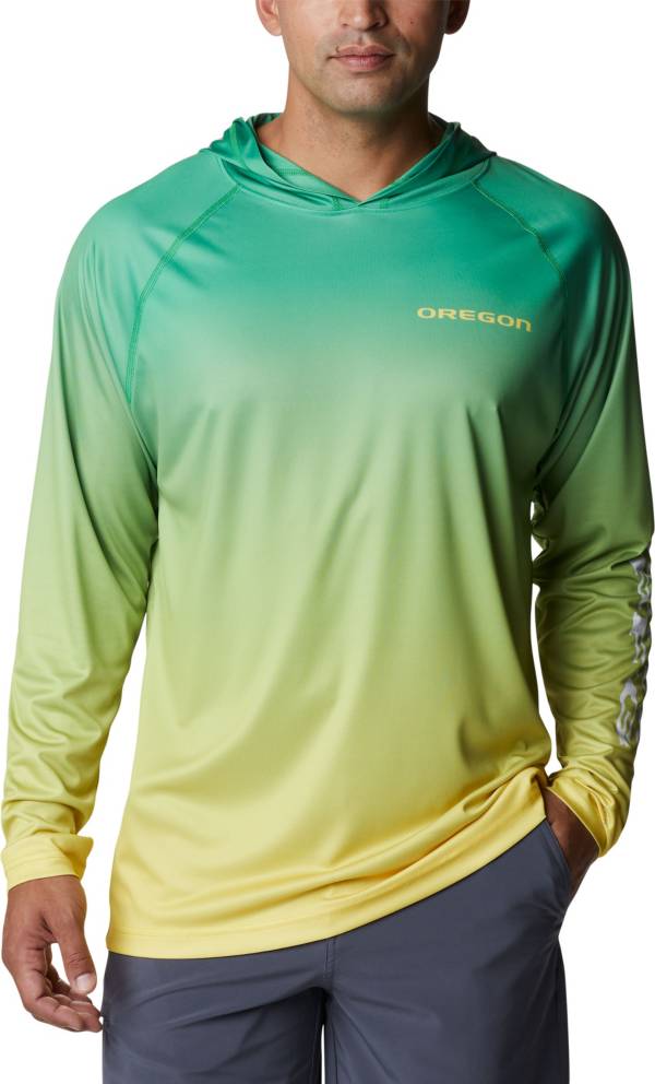 Columbia Men's Oregon Ducks Green PFG Super Terminal Tackle Long Sleeve Hooded T-Shirt product image