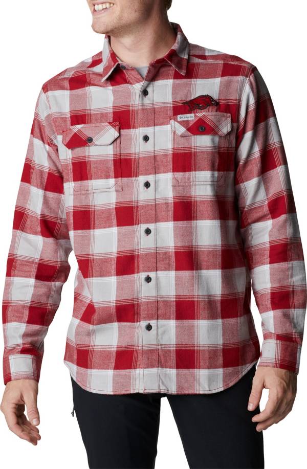 Columbia Men's Arkansas Razorbacks Cardinal CLG Flare Gun&trade; Flannel Long Sleeve Shirt