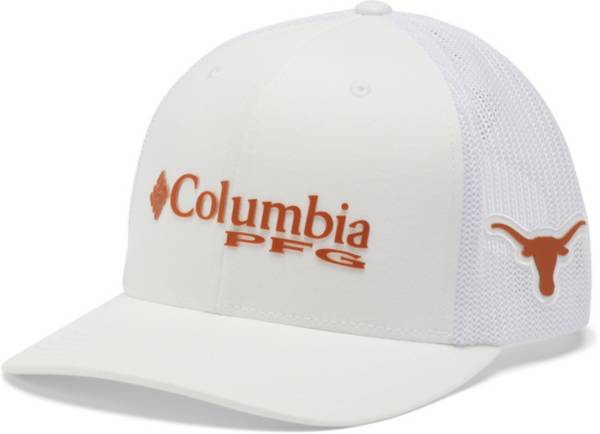 Columbia Men's Texas Longhorns PFG Mesh Adjustable White Trucker Hat product image