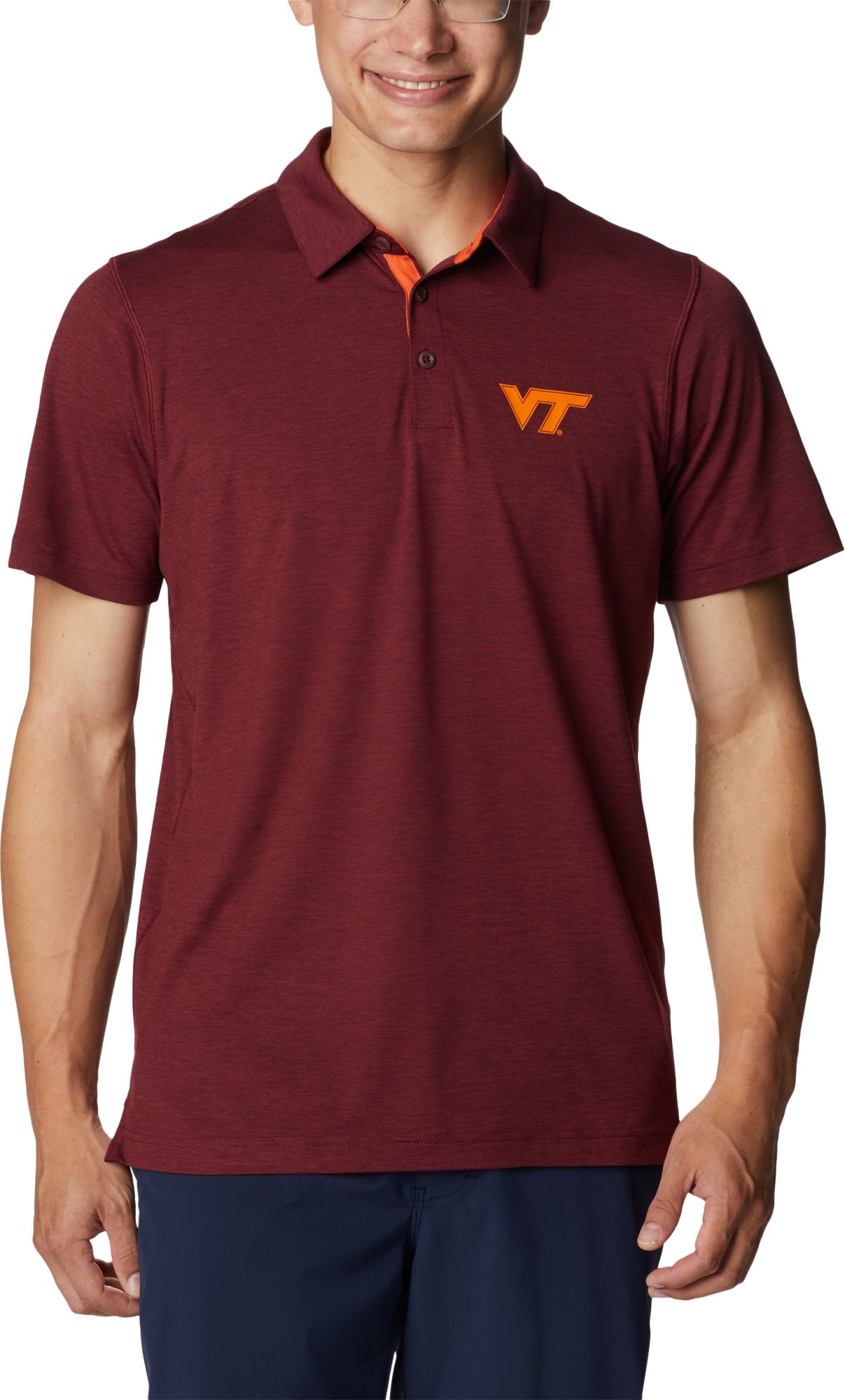 Columbia Men's Virginia Tech Hokies Maroon Trail Polo