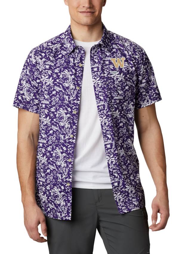 Columbia Men's Washington Huskies Purple Slack Tide Button-Down Shirt