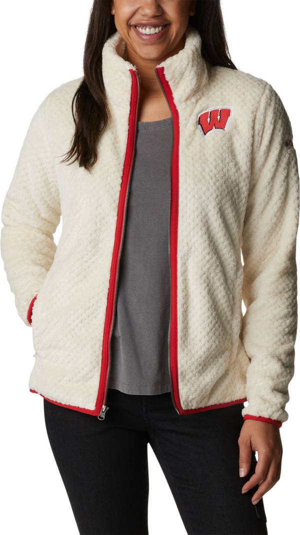 Columbia Women's Wisconsin Badgers White Fire Side Sherpa Full-Zip Jacket