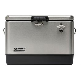 その他 Coleman - Coleman Stainless Steel Beverage Cooler Coleman Reunion 54-Quart Steel Belted Stainless Steel Cooler
