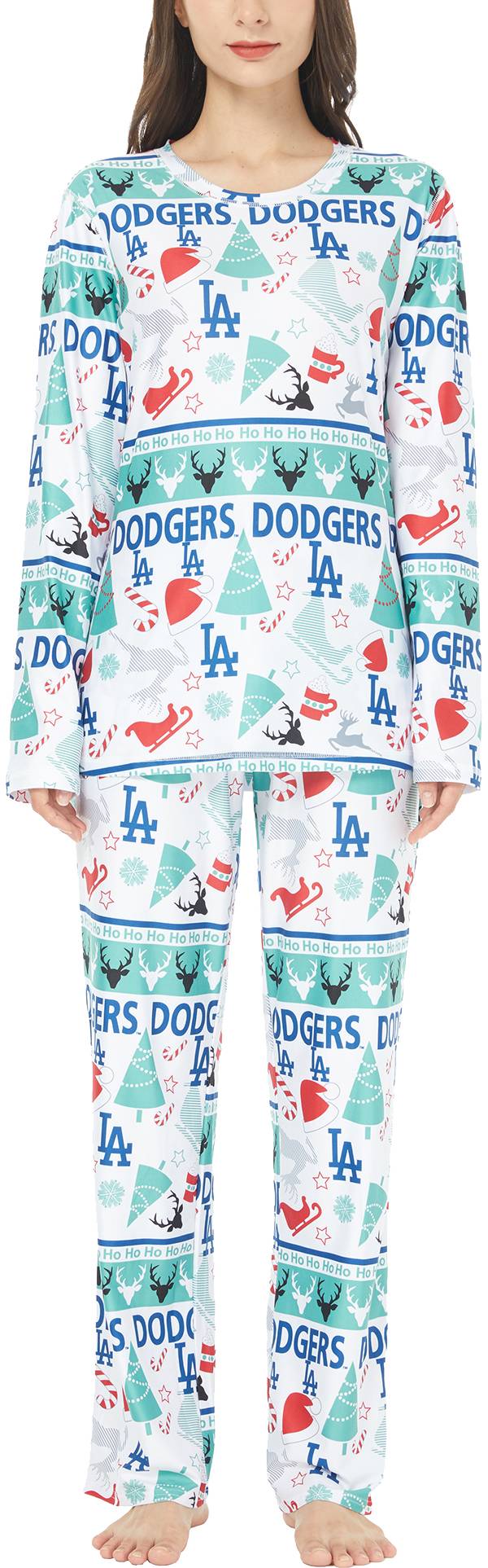 Concepts Sport Women's Los Angeles Dodgers Holiday Advent Pant and Long Sleeve T-Shirt Sleep Set