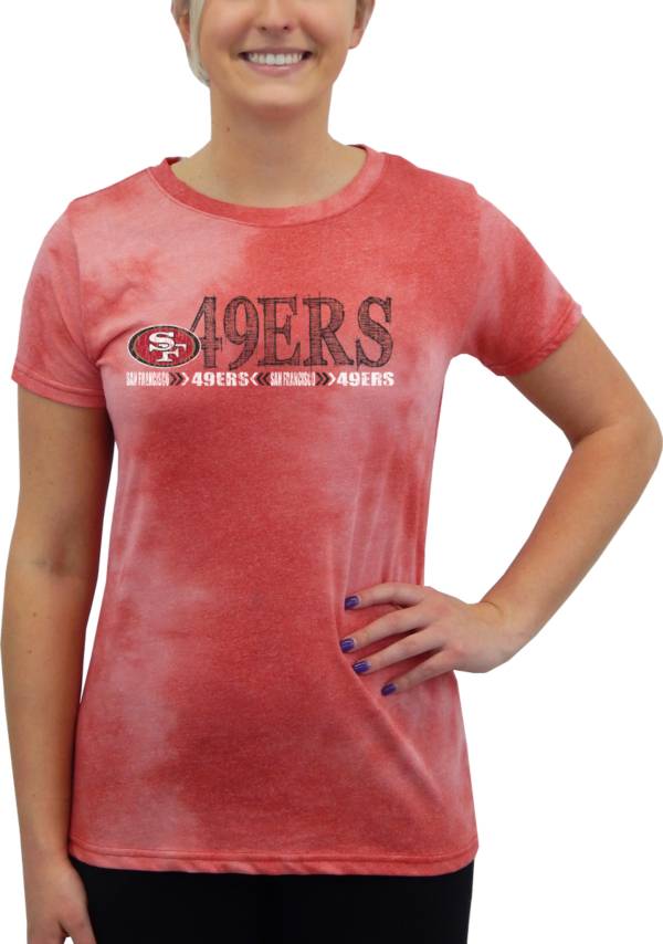 Concepts Sport Women's San Francisco 49ers Tie Dye Red Short-Sleeve Top