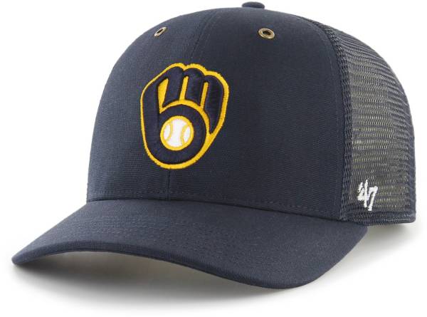 Carhartt Men's Milwaukee Brewers Navy Mesh MVP Adjustable Hat