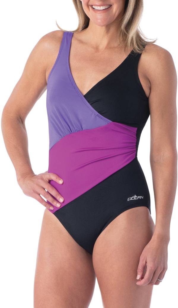 Dolfin Women's Aquashape Color Block Ruched-Front One Piece Swimsuit product image