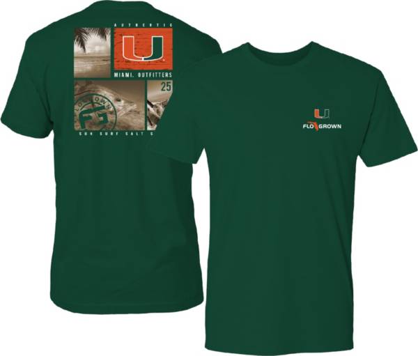 FloGrown Men's Miami Hurricanes Green Multiplane Snook T-Shirt product image