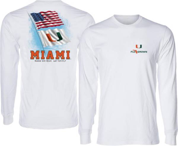 FloGrown Men's Miami Hurricanes White Fly 'Em High Long Sleeve T-Shirt product image