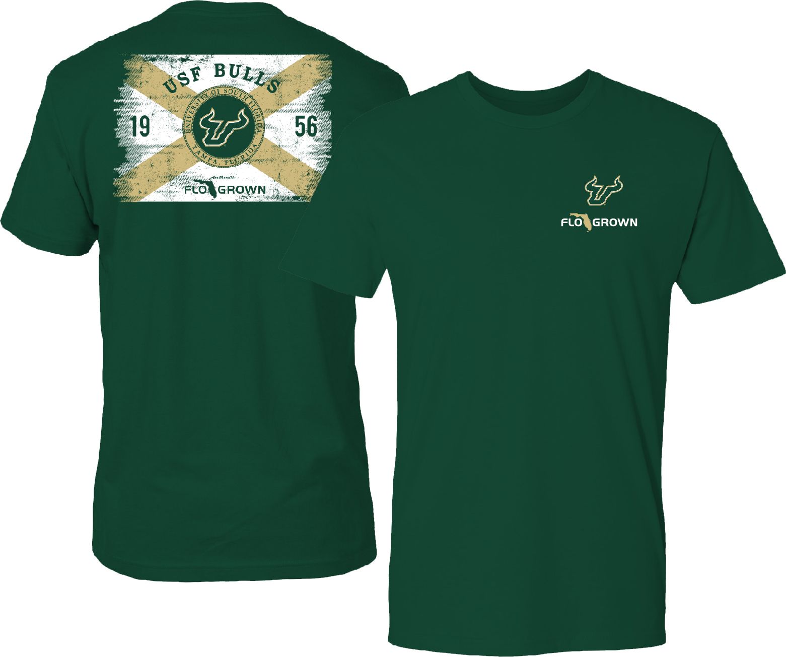 FloGrown Men's South Florida Bulls Green Washed Flag T-Shirt product image