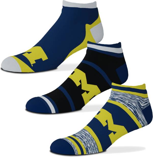 For Bare Feet Michigan Wolverines 3 Pack Socks