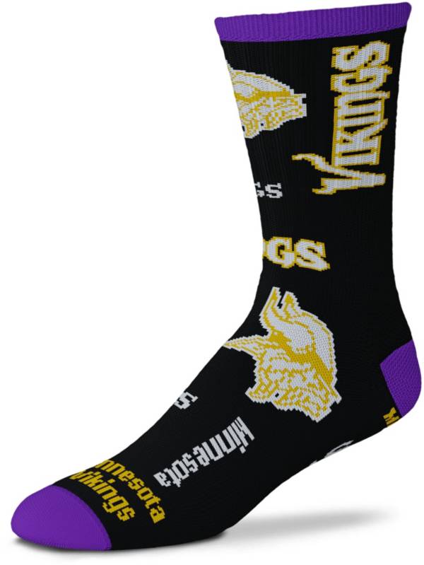 For Bare Feet Minnesota Vikings Black to Black Socks