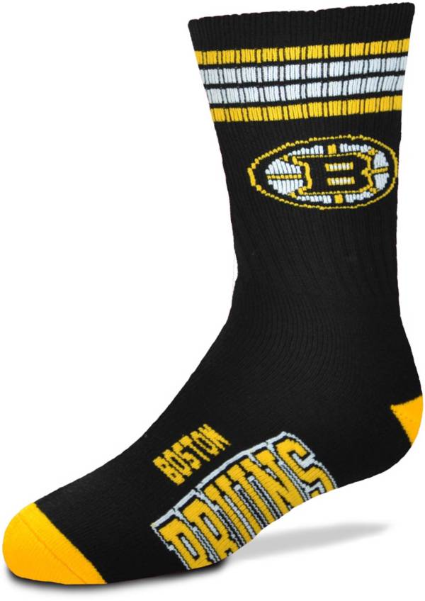 For Bare Feet Youth Boston Bruins 4-Stripe Deuce Crew Socks | Dick's ...