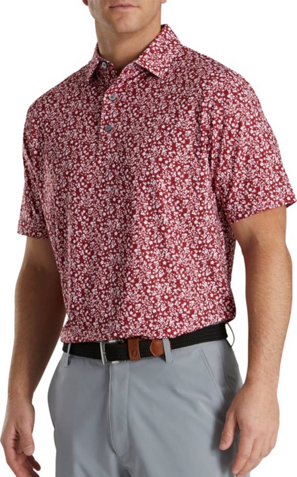 FootJoy Men's Floral Vines Lisle Print Self Collar Golf Polo product image