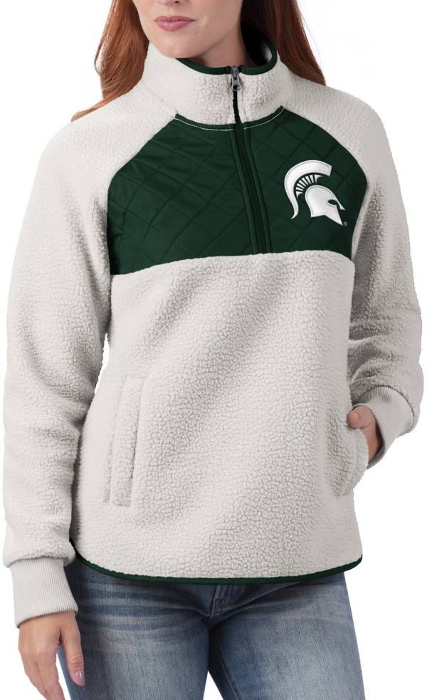 G-III for Her Women's Michigan State Spartans Green Wishbone Sherpa Jacket