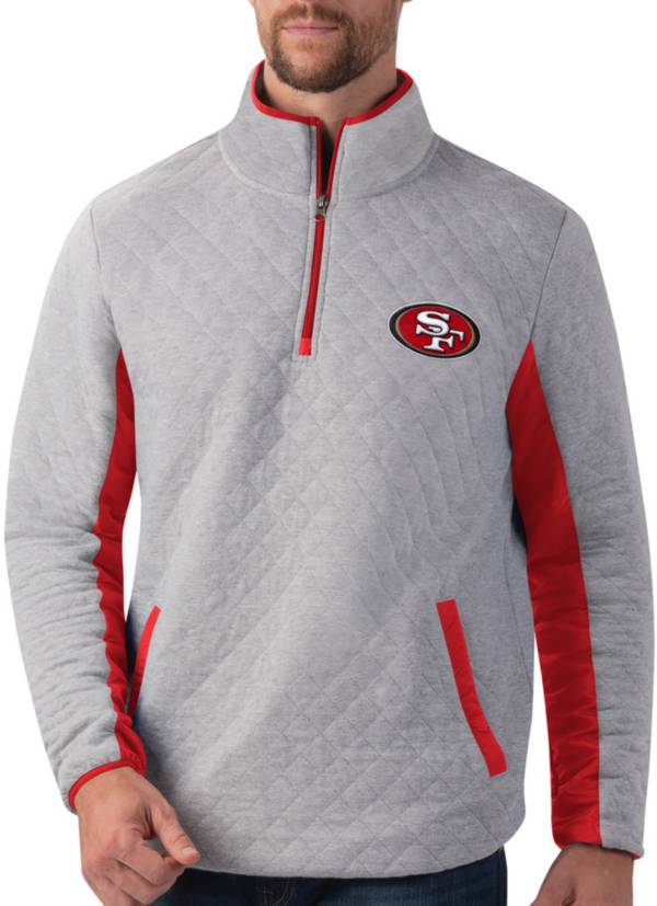 G-III Men's San Francisco 49ers Slugger Quilt Grey Half-Zip Pullover