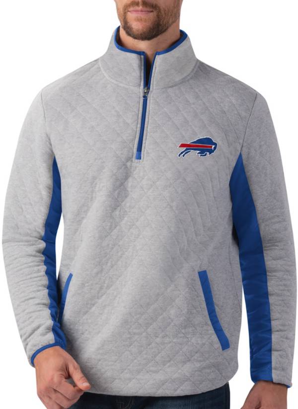 G-III Men's Buffalo Bills Slugger Quilt Grey Half-Zip Pullover